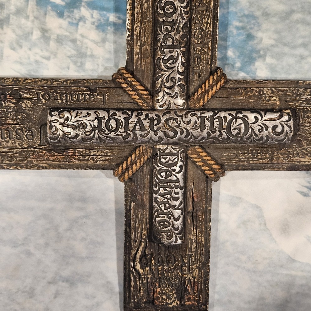 19" Rustic Farmhouse Cross Wall Decor Christian Home Accent - Picture 3 of 6
